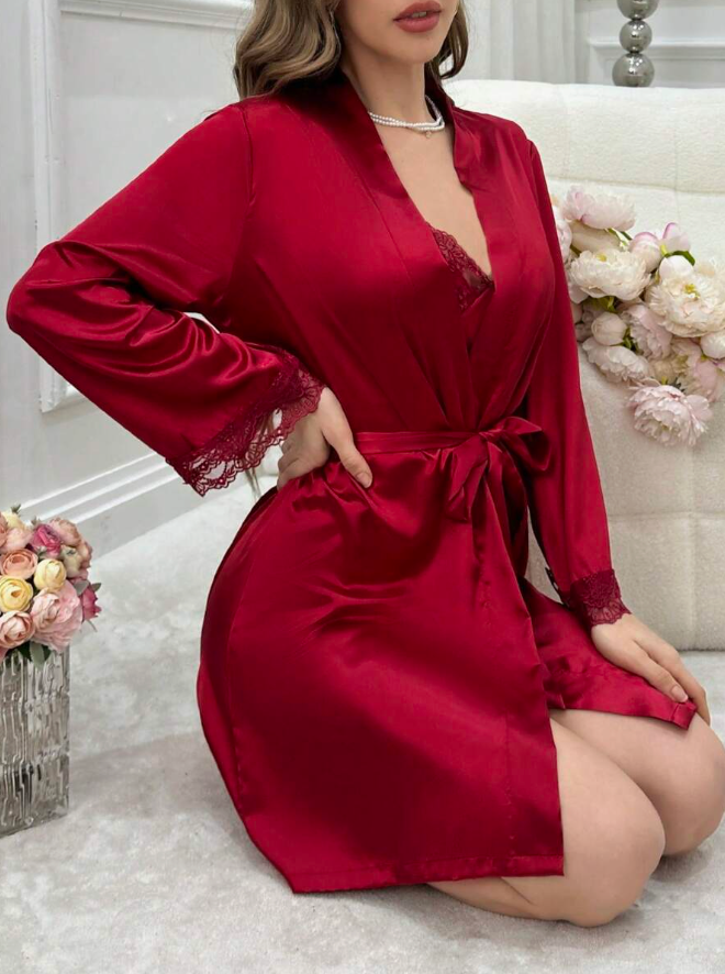 Scarlet Satin Dream Pajama Set