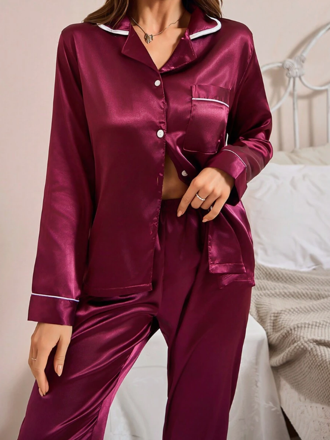 Golden Glow Satin Pajama Set