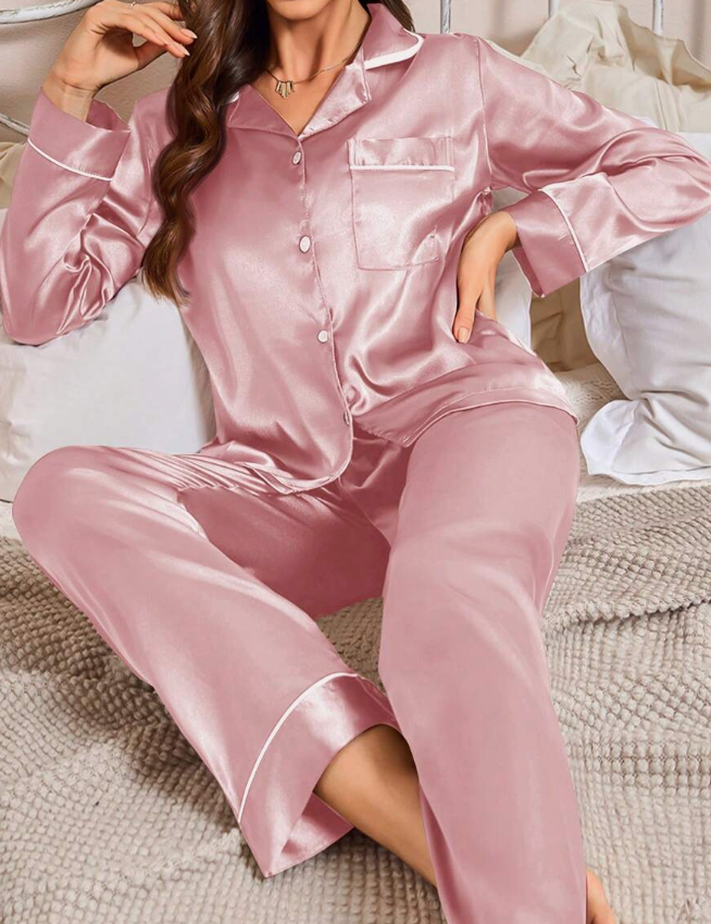 Golden Glow Satin Pajama Set