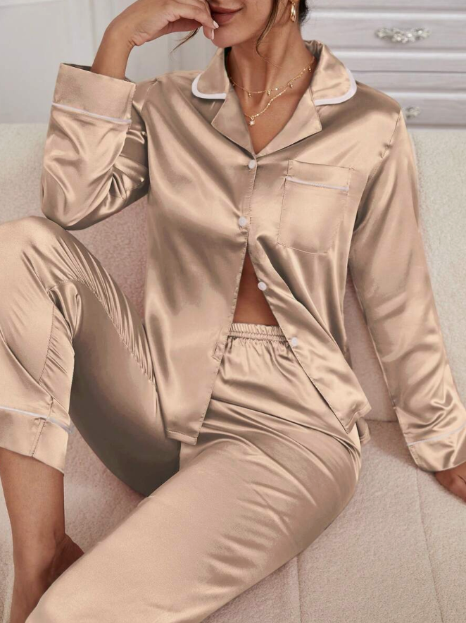 Golden Glow Satin Pajama Set