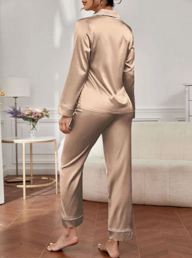 Golden Glow Satin Pajama Set