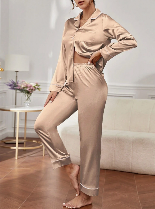 Golden Glow Satin Pajama Set